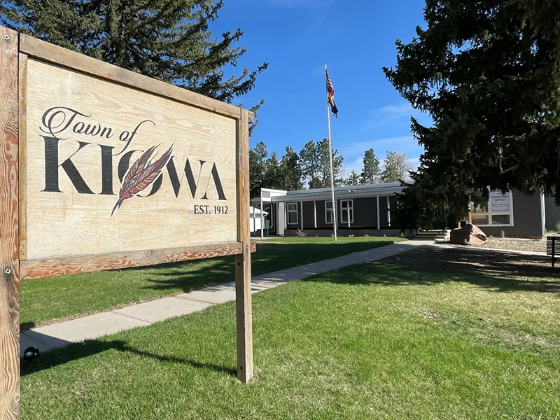 Town of Kiowa Town Hall Sign and Building